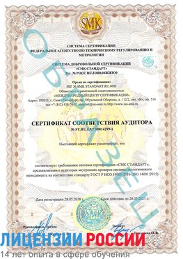 Образец сертификата соответствия аудитора №ST.RU.EXP.00014299-1 Шадринск Сертификат ISO 14001